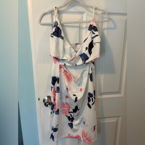 (Never Worn) White/Floral Combo Spaghetti Strap Dress